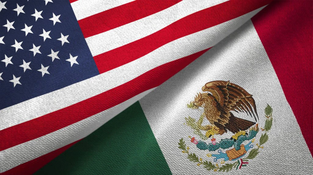 Banderas de México y Estados Unidos